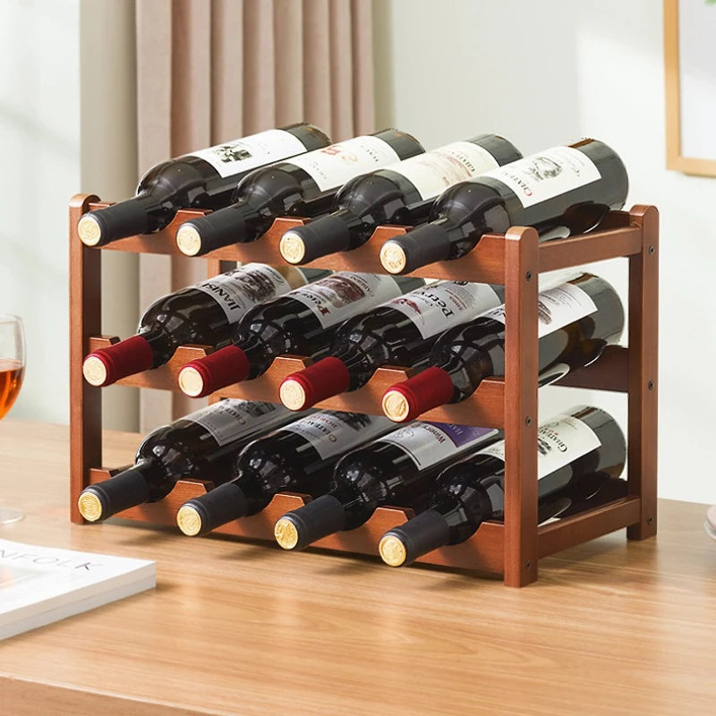 Creative red wine rack Solid wood wine rack Wine bottle rack Red wine display rack Multi-bottle storage Wine cabinet decorative Oasis Select