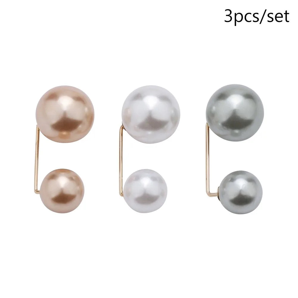 3/6/8PCS Double Head Pin Pearl Brooch Adjustable Collar Clip DIY Sewing Waist Fastening Pins Non-Slip Multi-Purpose Oasis Select Style 9