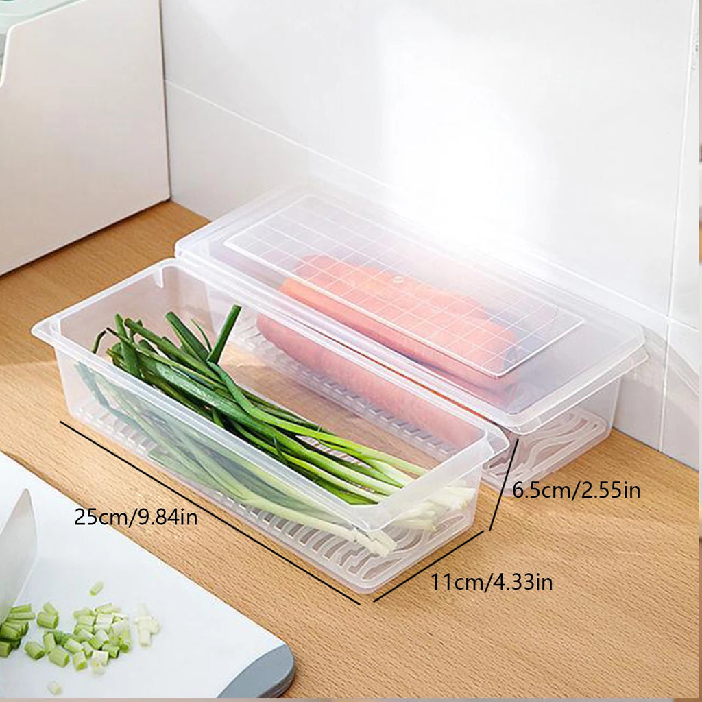 2pc Sealed Drainable Fresh Food Fridge Organiser with Lid for Meat & Vegetables Oasis Select Clear