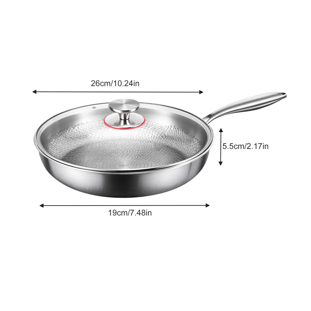 Frying Pan with Lid Titanium Pan Scratch-Resistant Skillet for Kitchen Outdoor Cooking Grilling Pancake Making Restaurant Oasis Select