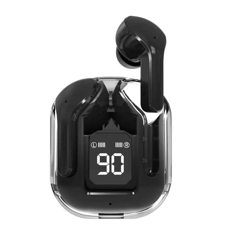 Original T2 Wireless Bluetooth Earphone Transparent HIFI Headphones LED Power Digital Display Stereo Sound Earphones for Phone Oasis Select Black