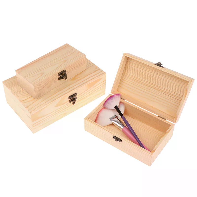 Rectangular Wooden Storage Box Organizer Wooden Storage Case Simple Storage Container Dust-Proof With Lock Jewelry Box Case Oasis Select