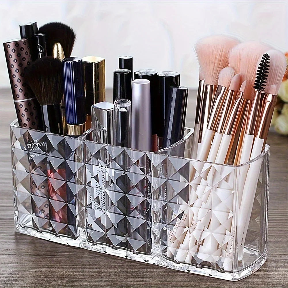 2pcs Acrylic Transparent Cosmetic Holder Makeup Brushes Tool Storage Box Case Make-up Brush Holder Table Organizer Makeup Tool Oasis Select