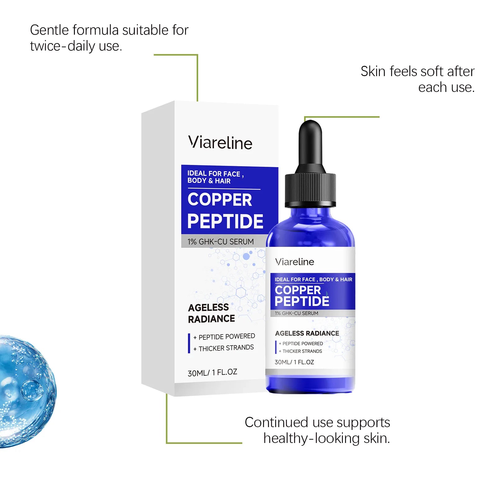Copper Peptide Essence Hydrating Brightening Essence for Face Body Multi Moisturizing Brightening Soothing Face Skincare Essence Oasis Select