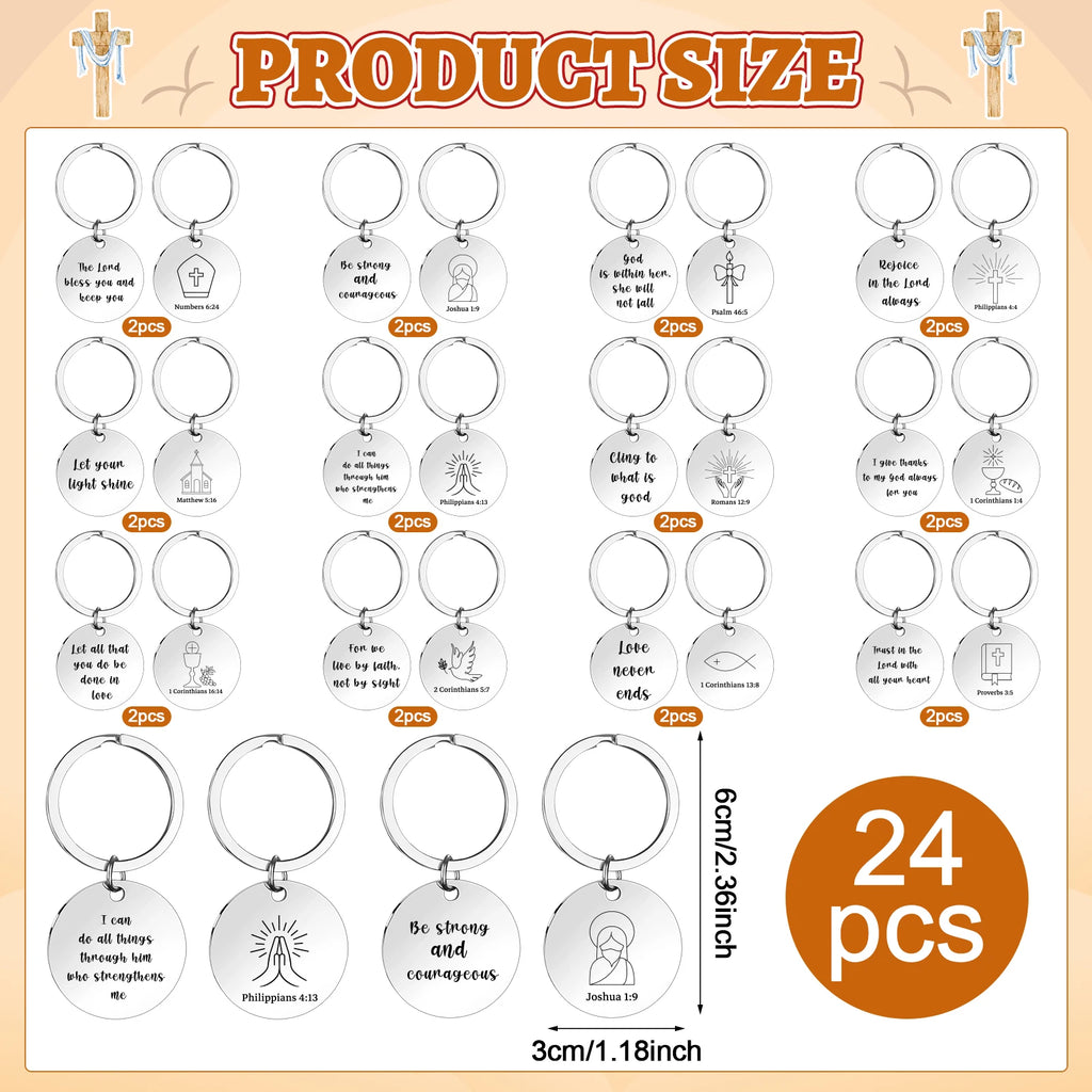LTEIWFPE 24 Pcs Christian Keychain Bible Verse Keychains Bulk Religious Gifts Party Favors Scripture Quote Inspirational Tokens Oasis Select