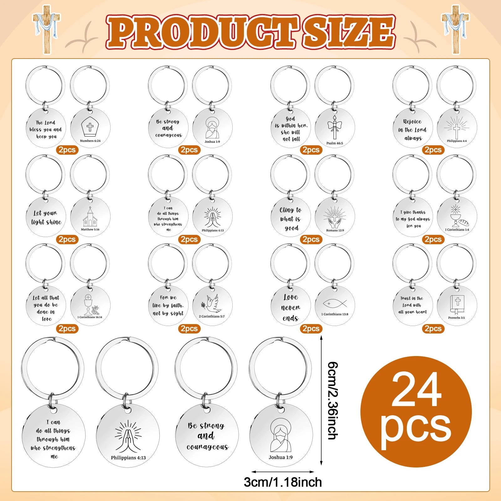 LTEIWFPE 24 Pcs Christian Keychain Bible Verse Keychains Bulk Religious Gifts Party Favors Scripture Quote Inspirational Tokens Oasis Select