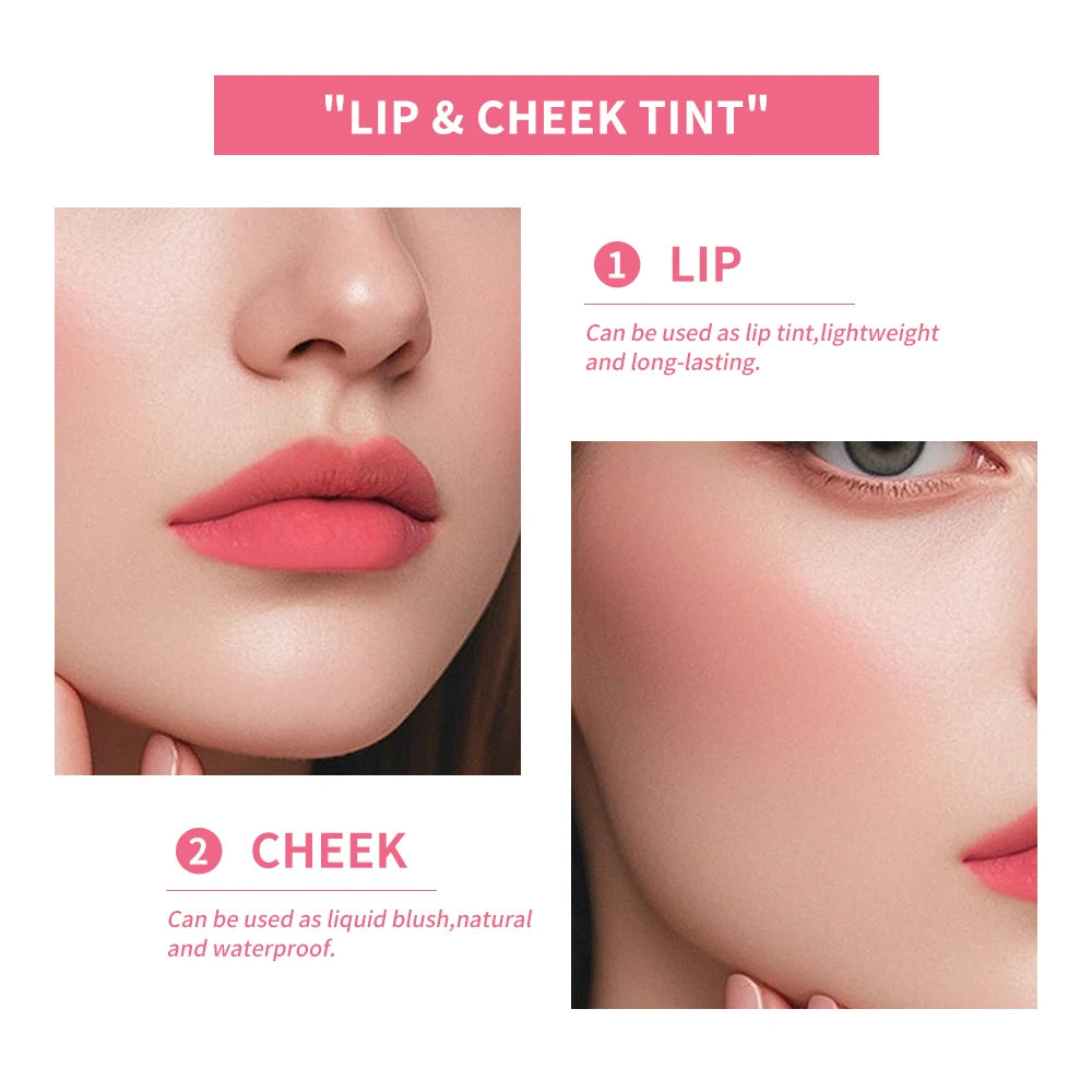 Lip Tint Stain 2 IN 1 Long Lasting Waterproof Lightweight Non-sticky Lipstick Transfer-Proof Matte Finish Liquid Blush Lip Gloss Oasis Select