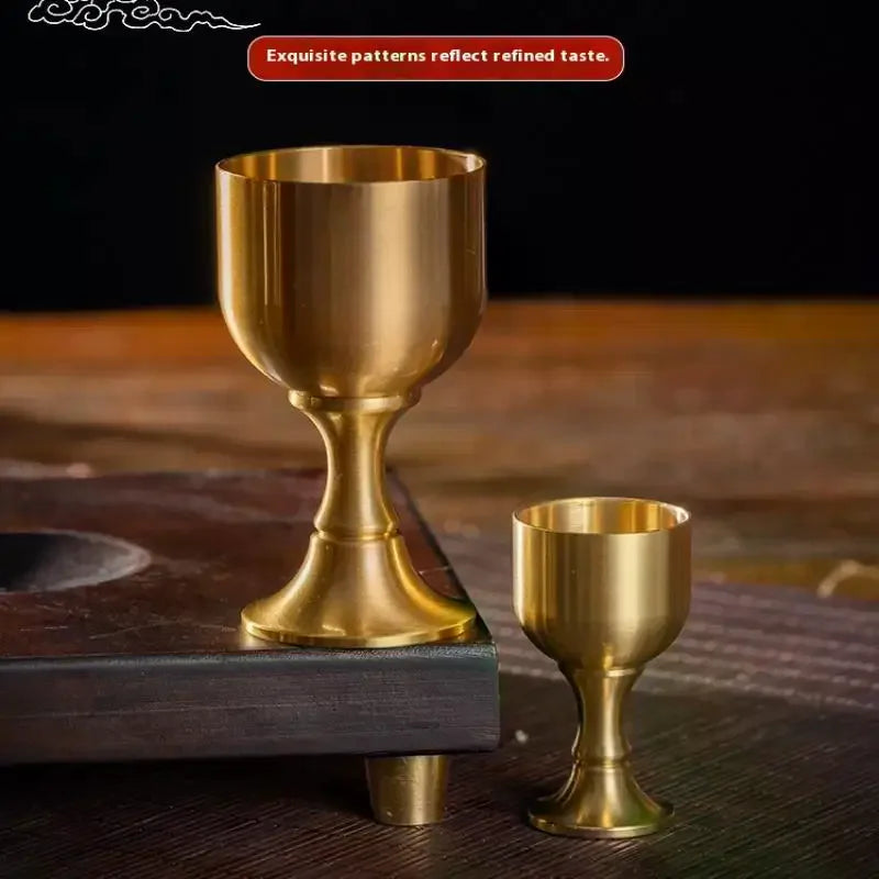 Brass Wine Glass Goblet Tabletop Mini Shot Copper Crafts Red White Wine Trumpet Copper Decoration for Restaurant Oasis Select