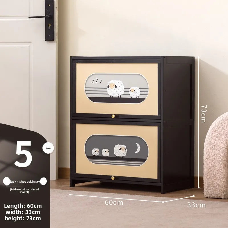 Multi-layer shoe rack outside the door of the home, artifact, large shoe cabinet, indoor corridor bamboo simple shoe cabinet Oasis Select Fifth floor 60cm