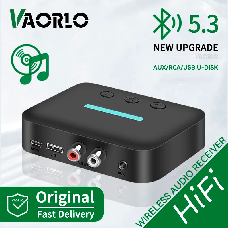 Bluetooth 5.3 Audio Receiver USB Wireless Adapter Stereo 3.5mm AUX/RCA Support U-Disk Playback For Desktop Speaker Amplifier Car Oasis Select