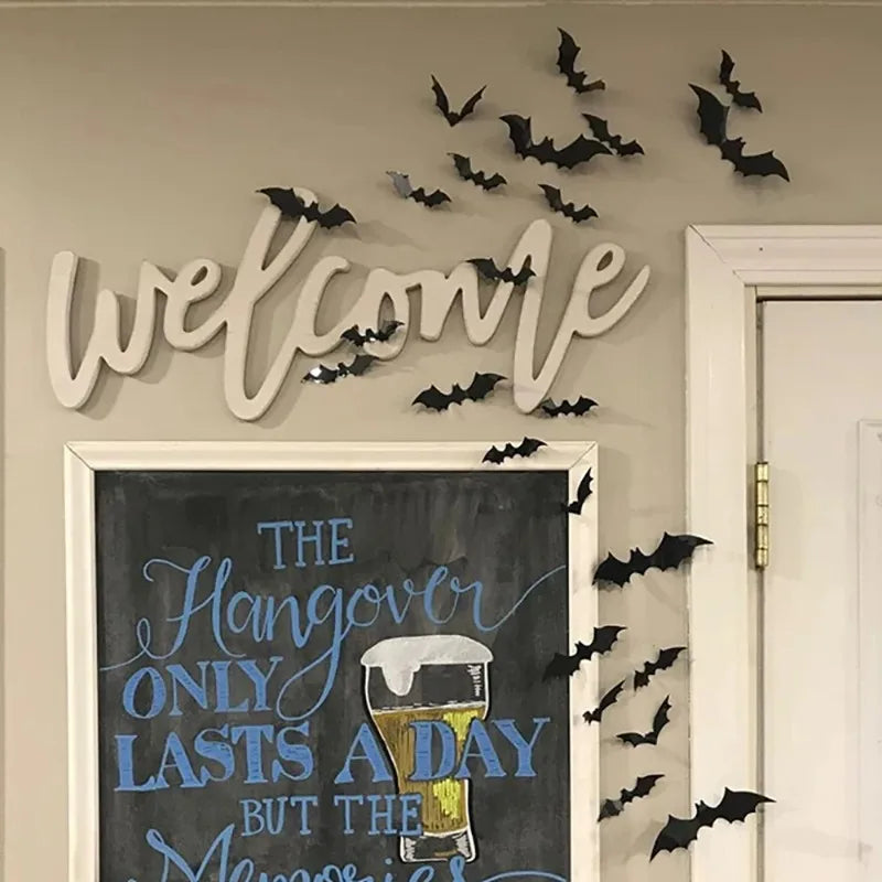 3D Pvc Bat Halloween Decorations on The Wall Black Bats Wall Stickers Halloween Scary Props Oasis Select