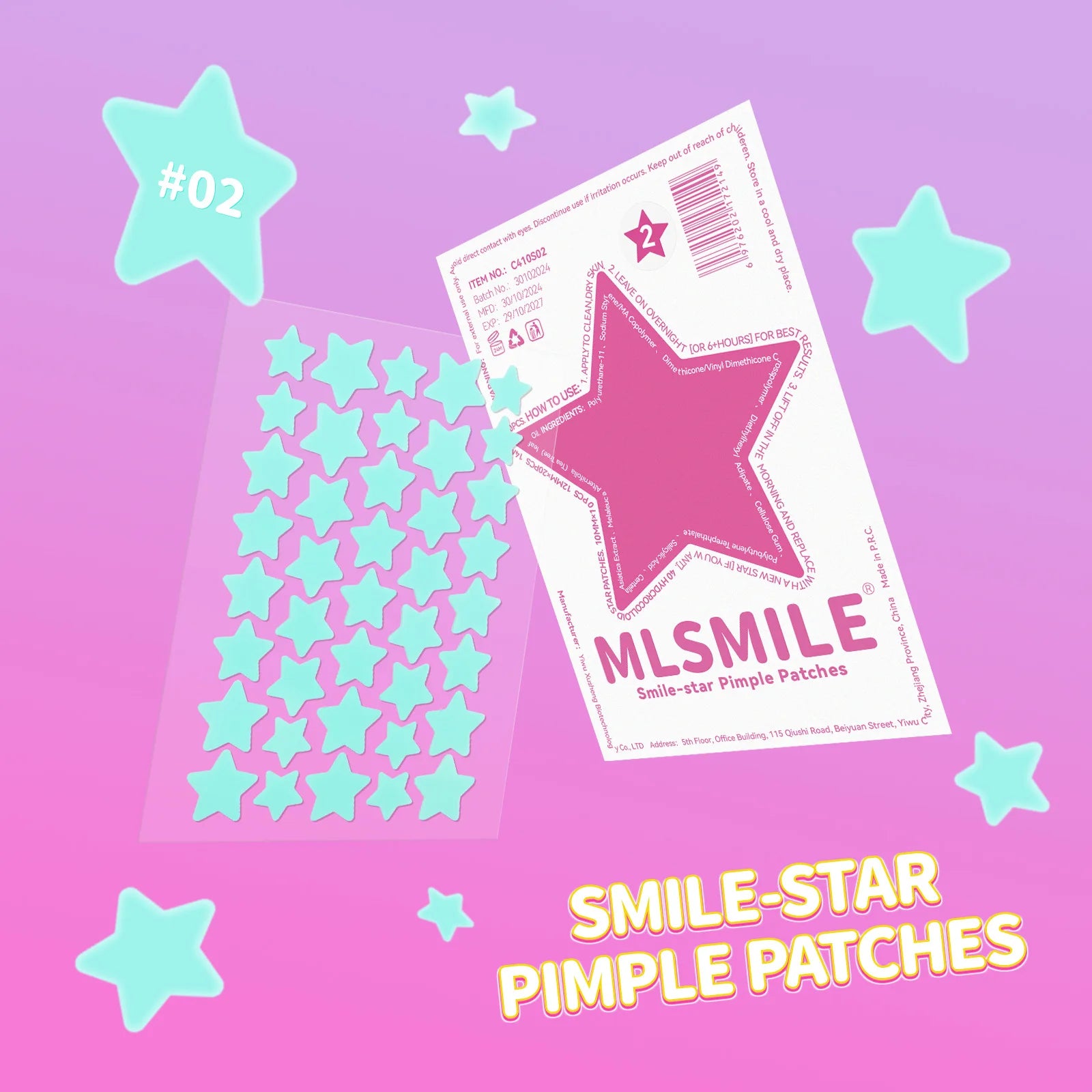 MLSMILE 40pc Star Hydrocolloid Blemish Patches – All Skin Tones Blemish Patches Oasis Select 02