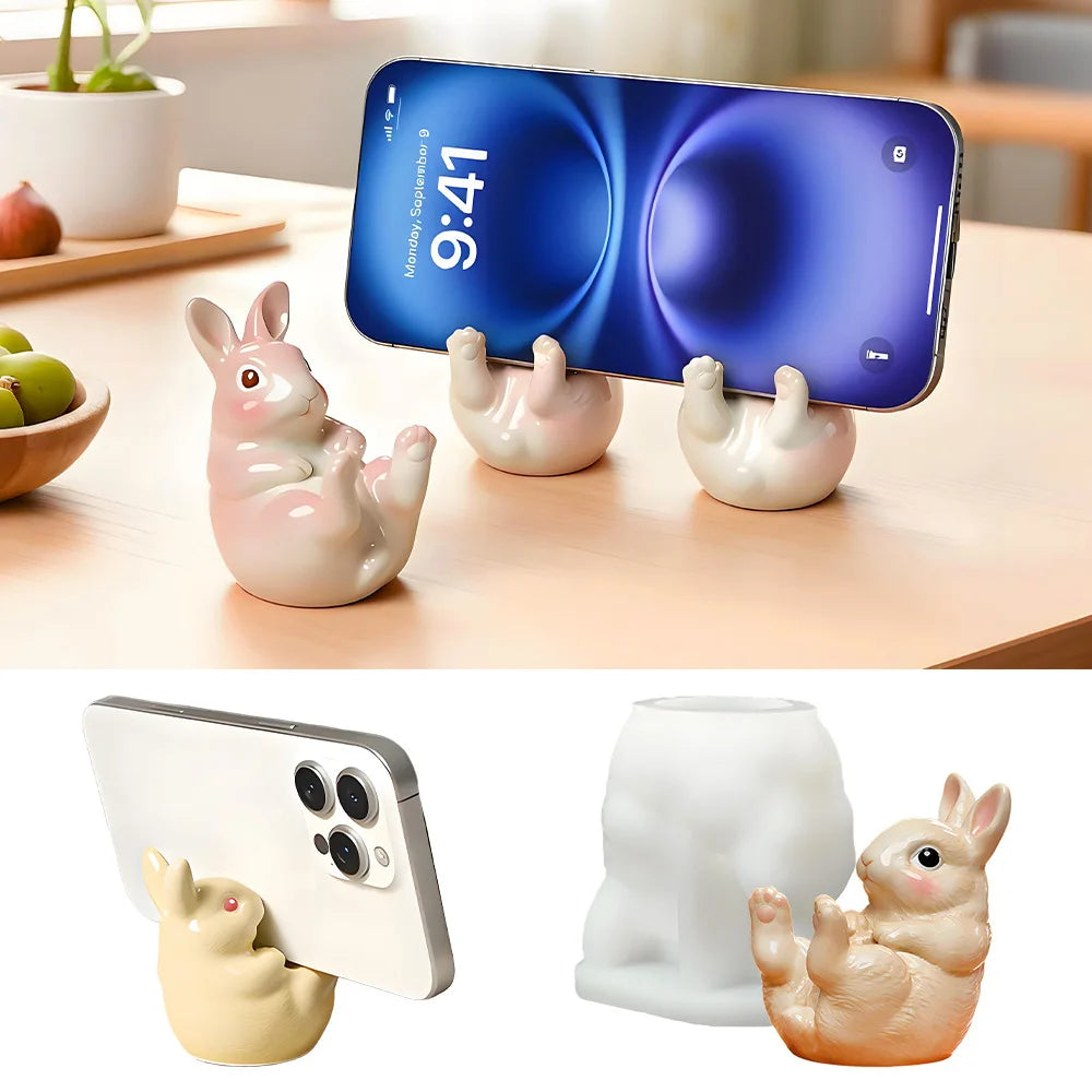 Bunny Phone Stand Mold Portable Silicone Bunny Mold Easter Bunny Mold Lightweight For Bedside Office Home Oasis Select