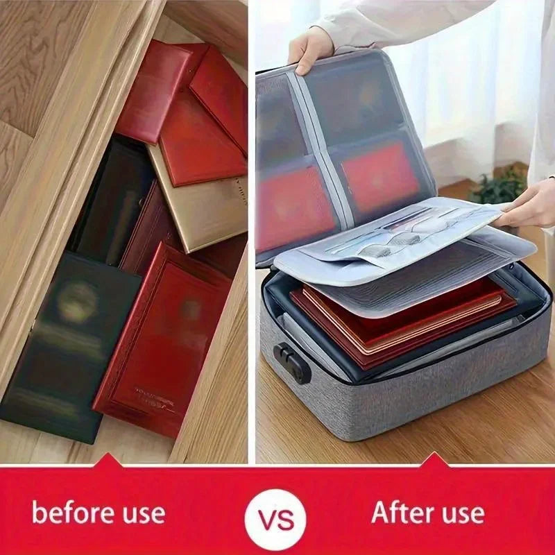 1pc Document Storage Bag Lock Waterproof Document Bag Office Large Capacity ID Bag Business Card Bag Bill Document Organizer Bag Oasis Select