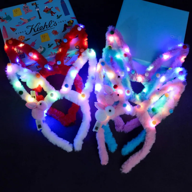 Women Girls LED Bunny Ears Hairband Easter Light Up Headbands Halloween Glow Party Supplies Wedding Festival Oasis Select