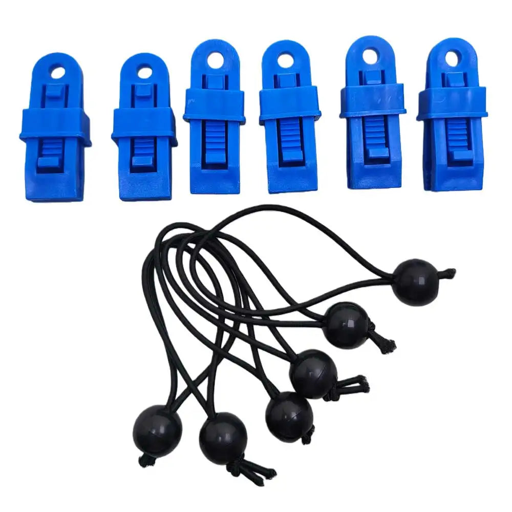 6pcs Tent Claws with Bungee Cord Balls Windproof Securing Alligator Clip Set for Tarps Canopy Sun Shade Beach Outdoor Camping Oasis Select