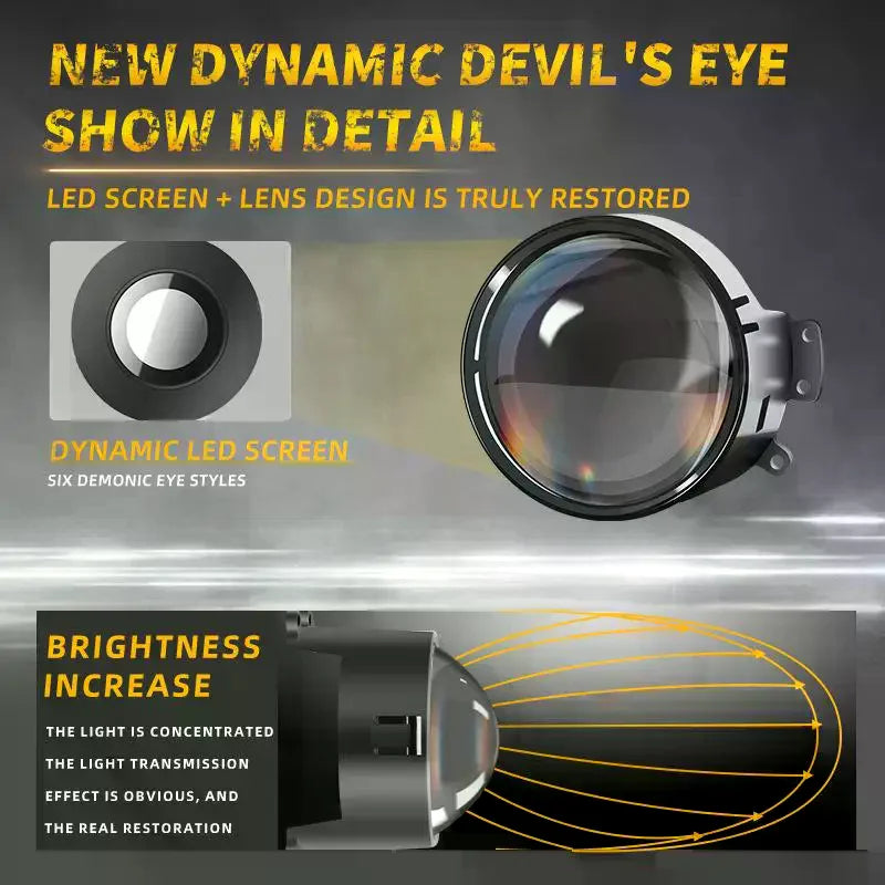 Car Devil Eye LED Headlight 6 Low Light Modes Control The Atmosphere In The Car Universal Motorcycle Lens Headlight Oasis Select