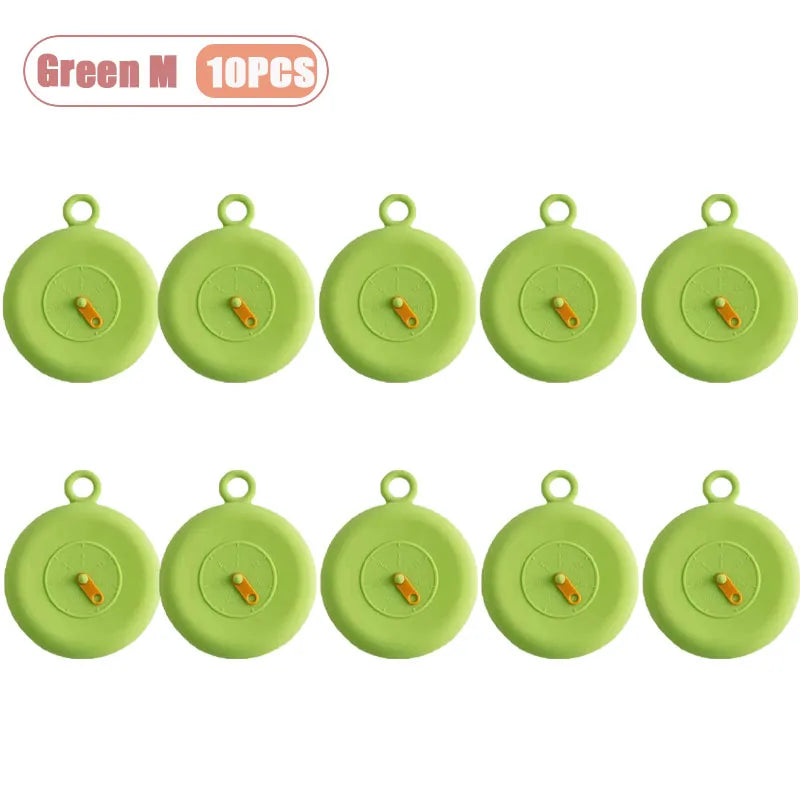Food Cover Set Bowl Lids Heat Resistant Round Refrigerator Leftovers Universal Sealing Lids Reusable Kitchen Covers Oasis Select Green M-10PCS
