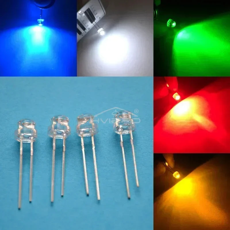 500/1000PCS F5 5mm Straw Hat LED Diodes | Ultra Bright Multi-Color