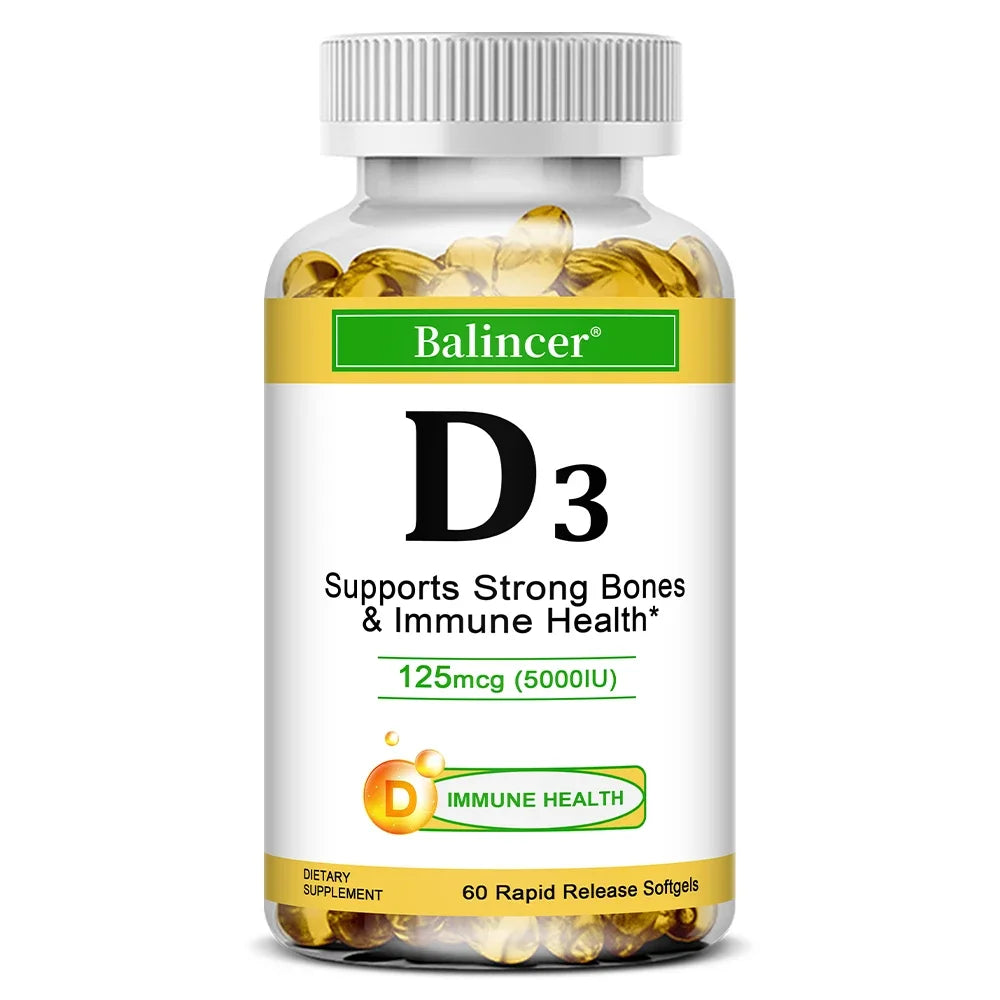 Balincer Vitamin D3 5000 IU Softgels – Bone & Immune Support Vitamin D3 Supplement Oasis Select 60 count-1 bottle