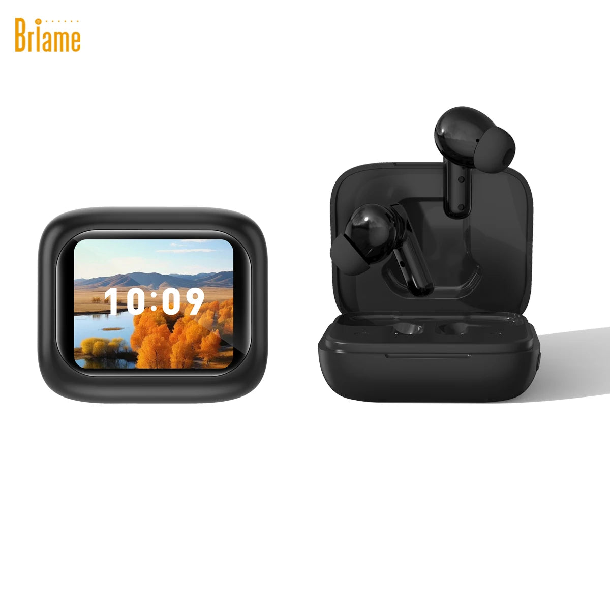Briame Mini Bluetooth Earphones with LED Screen Wireless Headphones with Microphone for All Devices Sport Headset Game Oasis Select Black