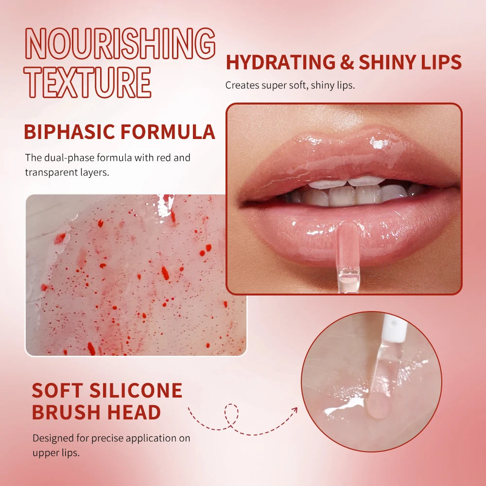 Pink Lip Gloss Transparent Lip Oil Moisturizing Reducing Lip Lines Nourishes Lips Waterproof Long-lasting Liquid Lips Cosmetics Oasis Select