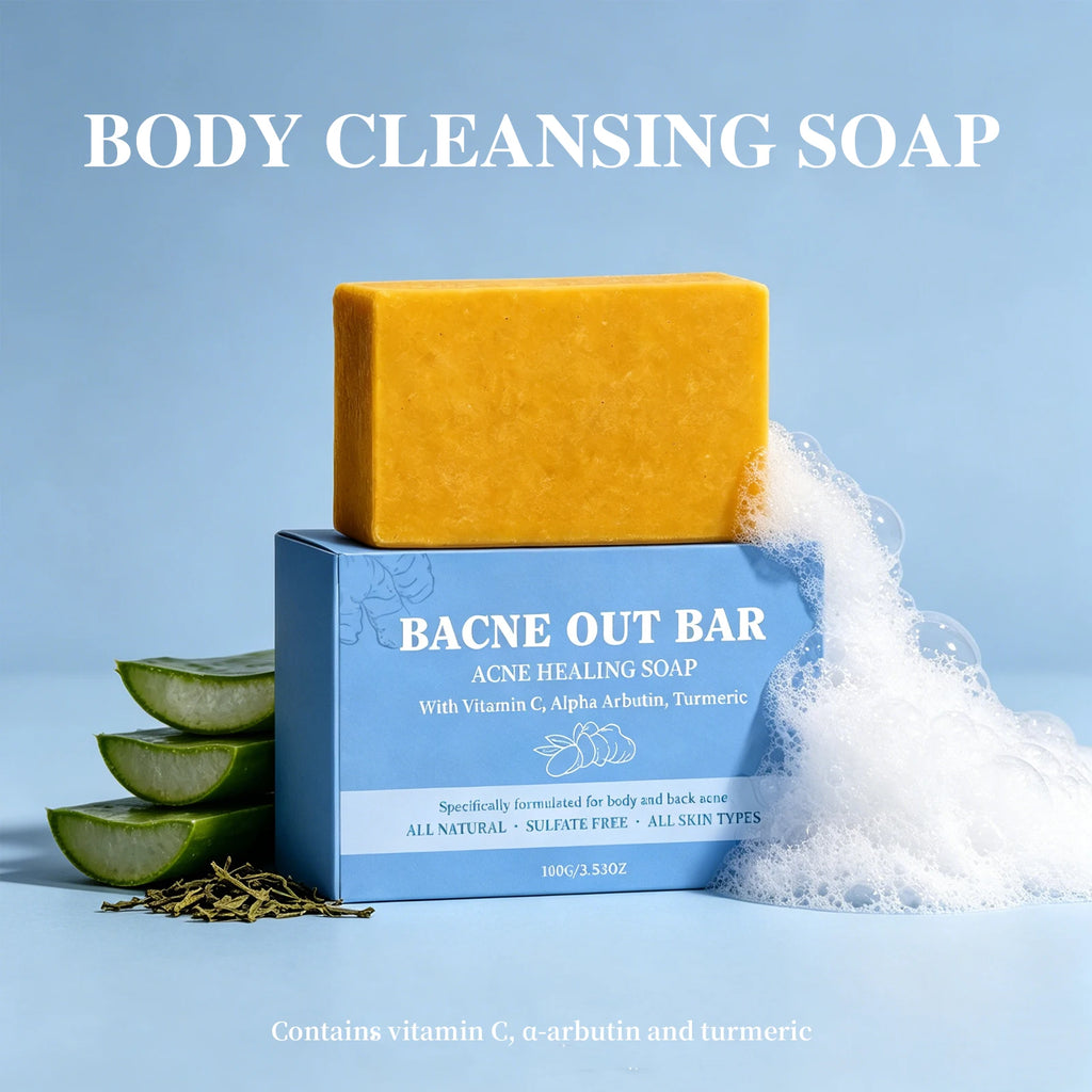 Exfoliating Body Cleansing Soap Eliminate Back Pimples Fade Acne Marks Deep Clean Dirt Oil Control Turmeric Exfoliate Soap Bar Oasis Select