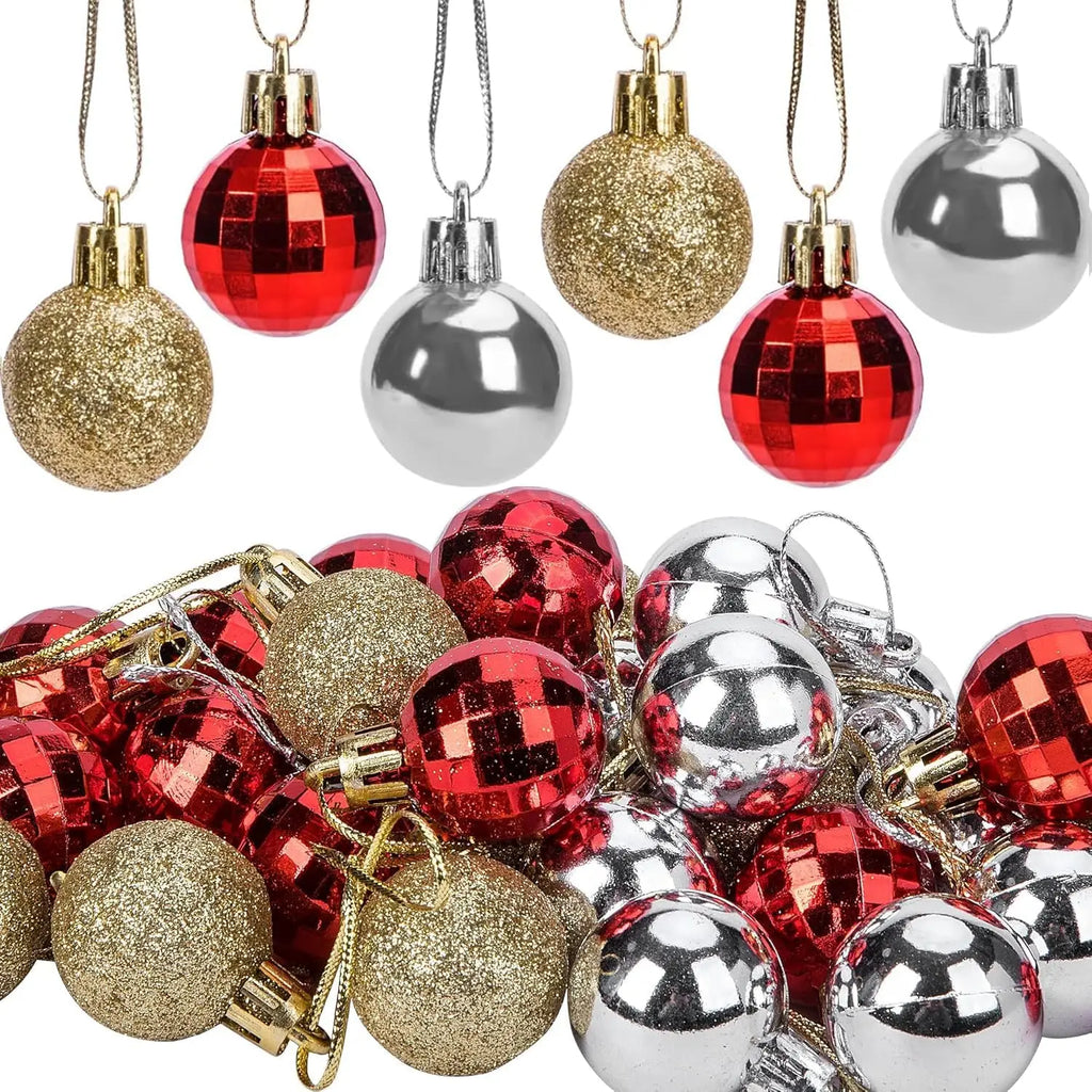 24Pcs Christmas Balls Ornament Plastic Christmas Tree Gold Red Pink Ball Pendant Hanging Decor Christmas Decoration Navidad Oasis Select