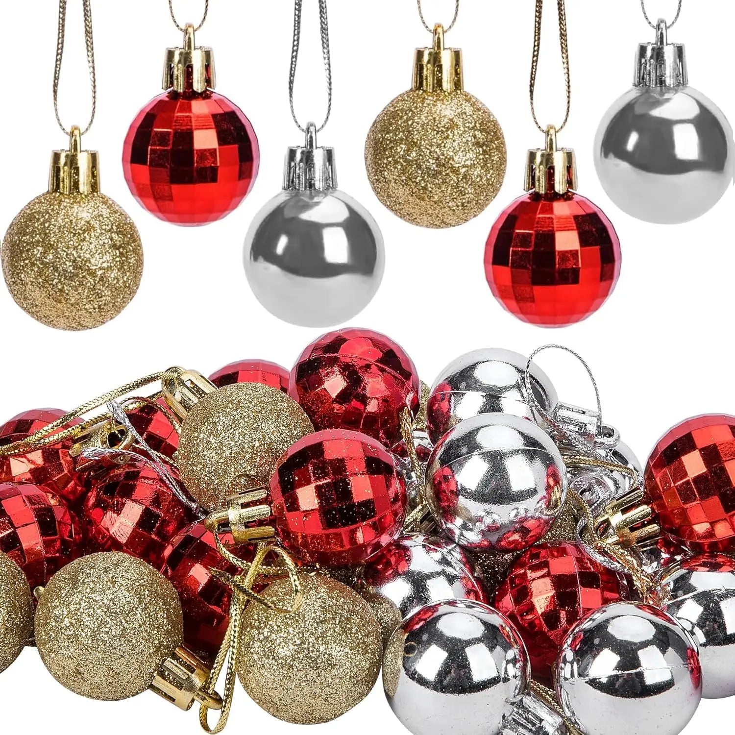 24Pcs Christmas Balls Ornament Plastic Christmas Tree Gold Red Pink Ball Pendant Hanging Decor Christmas Decoration Navidad Oasis Select