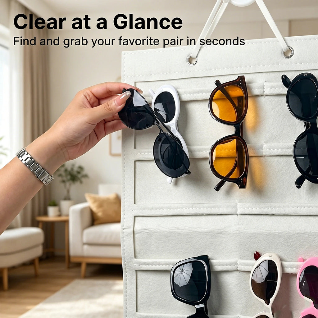 1pc felt foldable glasses display bag hanging saving countertop space portable and suitable for hair clips glasses clip storage Oasis Select