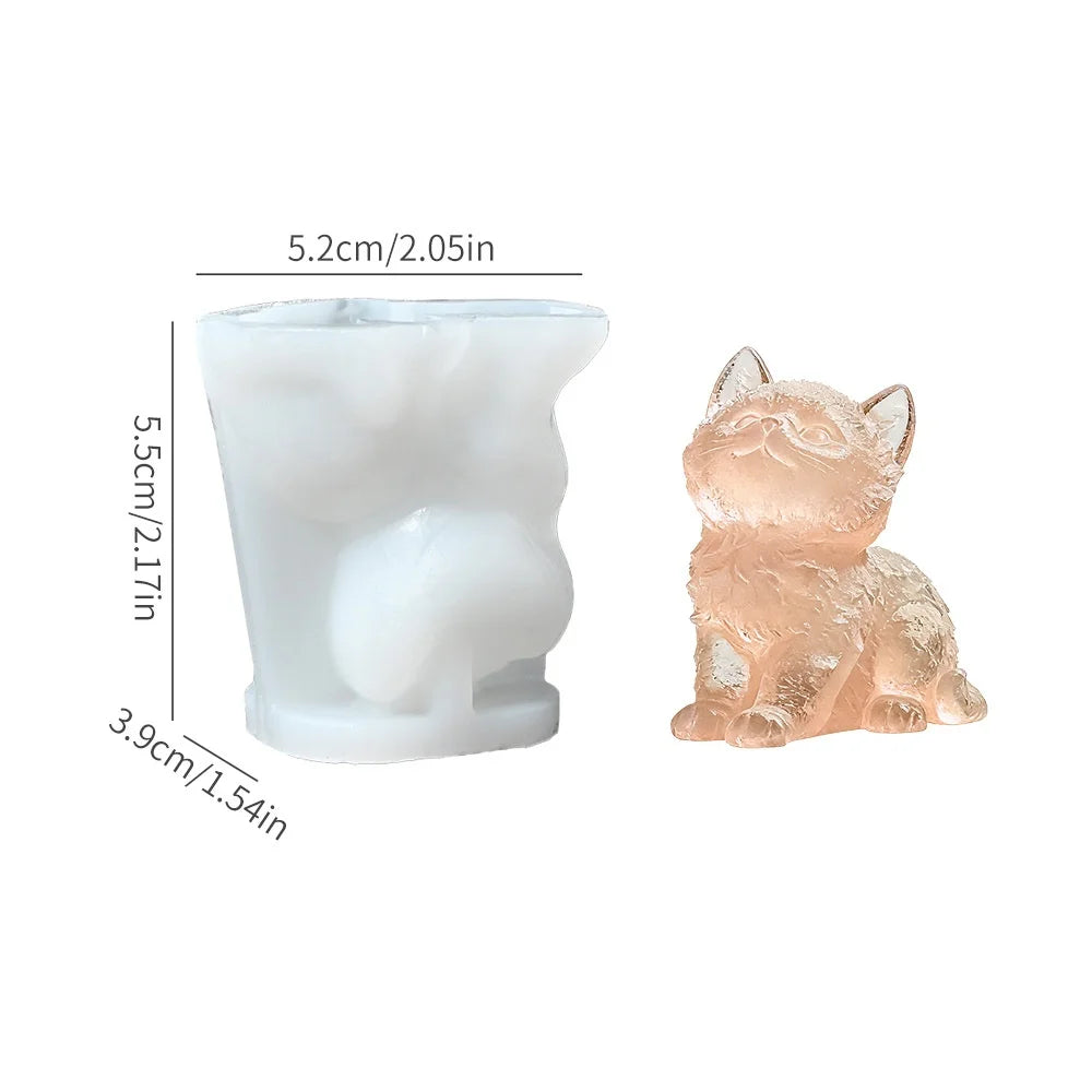 3D French Bulldog Silicone Ice Cube Mold Animal Shaped Candy Chocolate Soap Mold Cute Dog for Coffee Whiskey Cocktails Oasis Select Cat 2