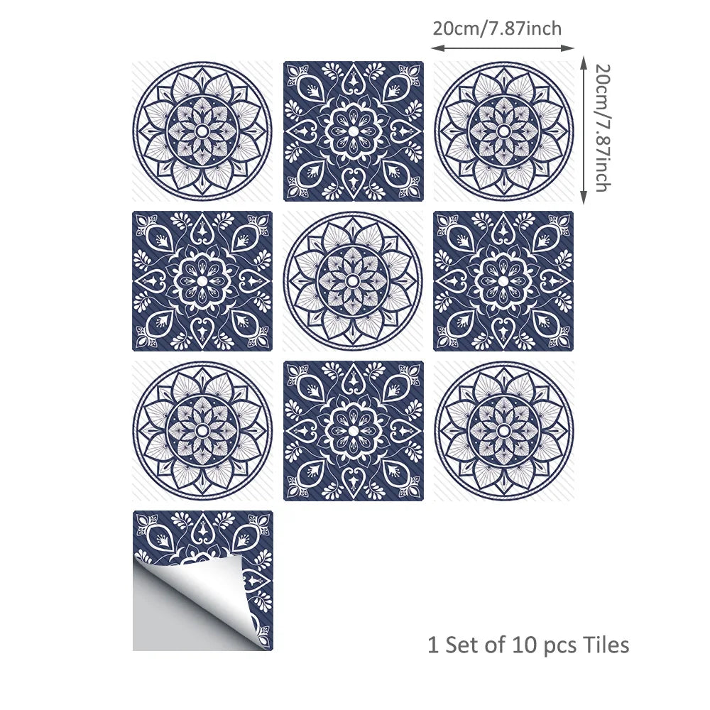 20*20cm Nordic Style Floor Tile Stickers Waterproof Anti-slip Wall Decals Home Decor for Bathroom Kitchen Oasis Select DB188 20 20CM 10PCS