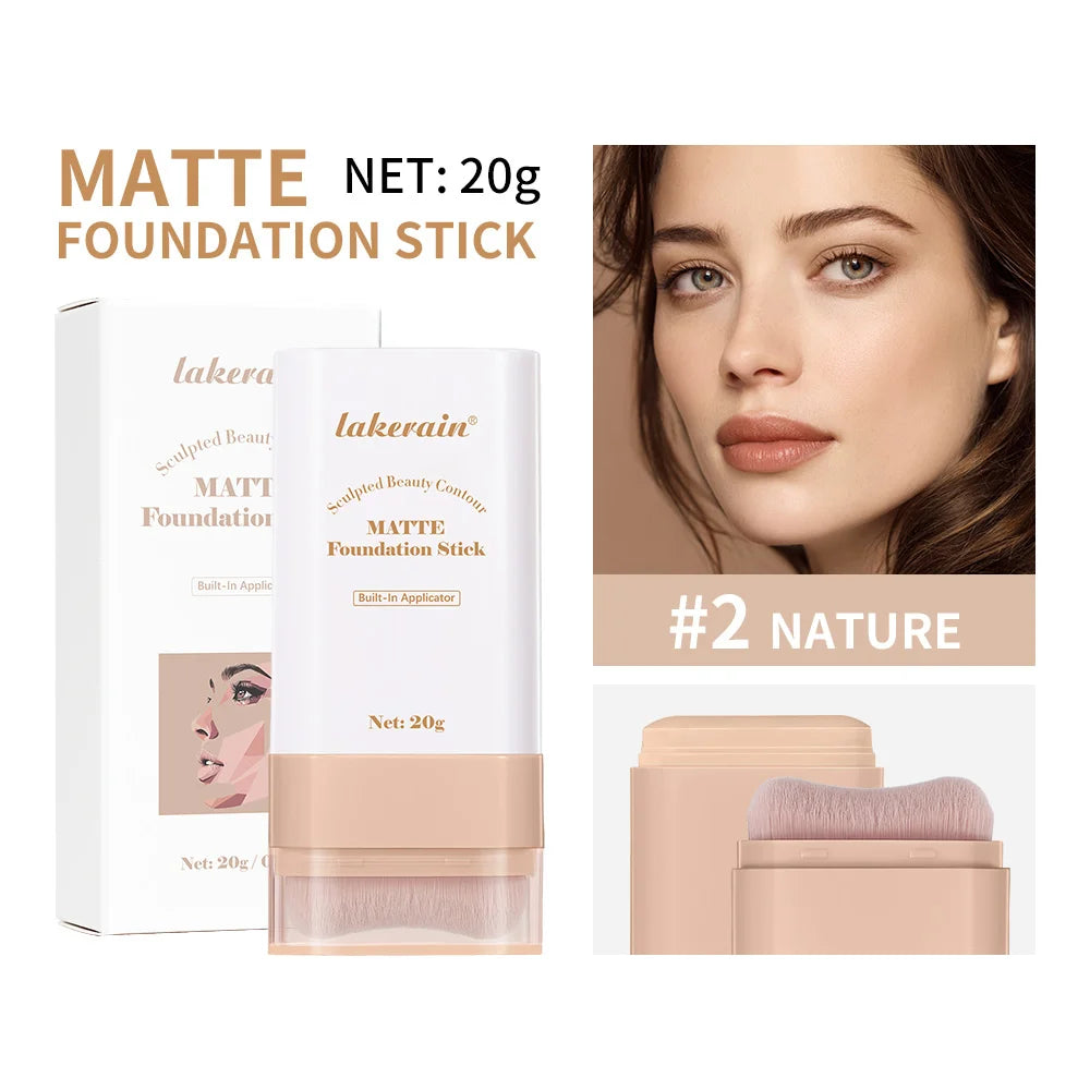 Skin Tint Foundation Stick with Brush Multi Use Matte Waterproof Long Lasting Oil Control Thin Coverage for Blemishes Concealer Oasis Select 2Nature
