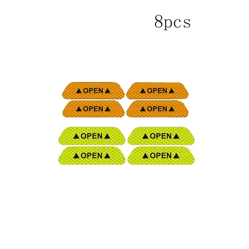 4/8/12/16pcs Reflective Car Door Sticker Safety Opening Warning Reflector Tape Decal Car Accessorie Interior Reflector Sticker Oasis Select 8pcs mix 4