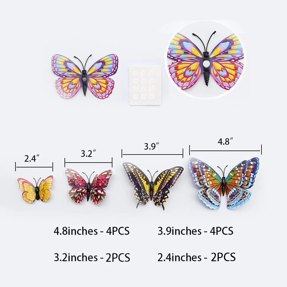 12Pcs Luminous Fridge Magnets 3D Butterfly Design Decal Art Stickers Room Fridge Magnetic Home Decor DIY Wall Decoration Newest Oasis Select