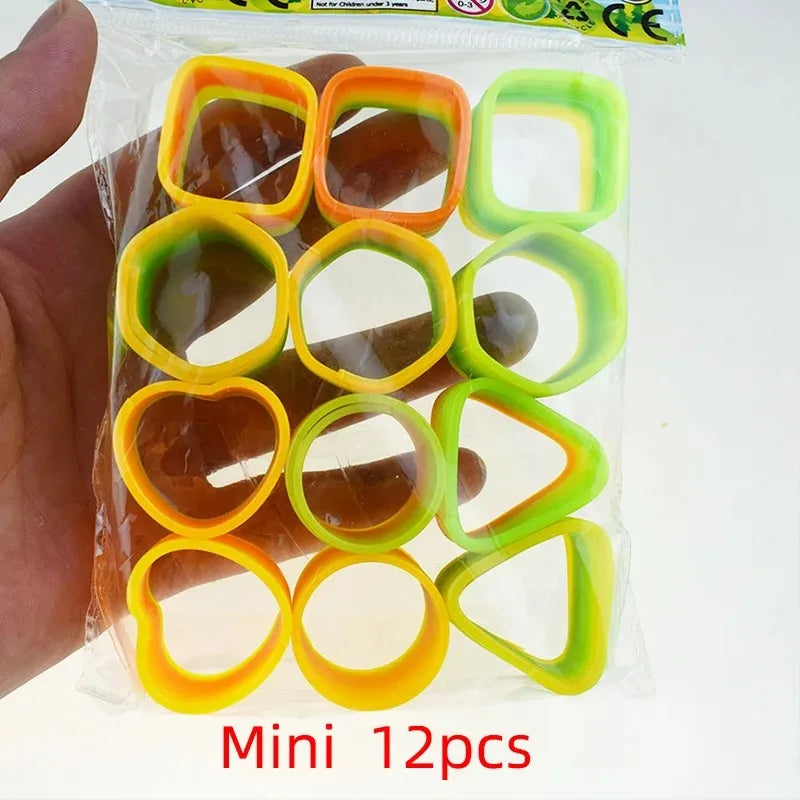 24PCS Rainbow Magic Springs Circle Toys Kids Birthday Party Favors Guests Giveaway Small Gifts Pinata Fillers Flexible Funny Toy Oasis Select 12 pieces 1