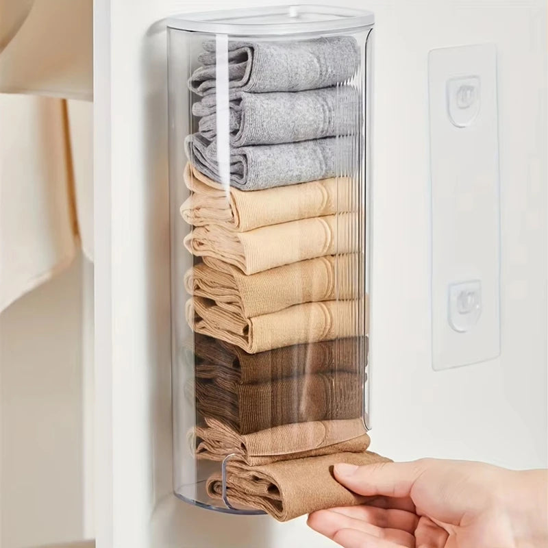 WISH Wall-Mounted Pull-Out Storage Box For Underwear, Trash Bags - Space-Saving Organizer With Cover For Household Oasis Select