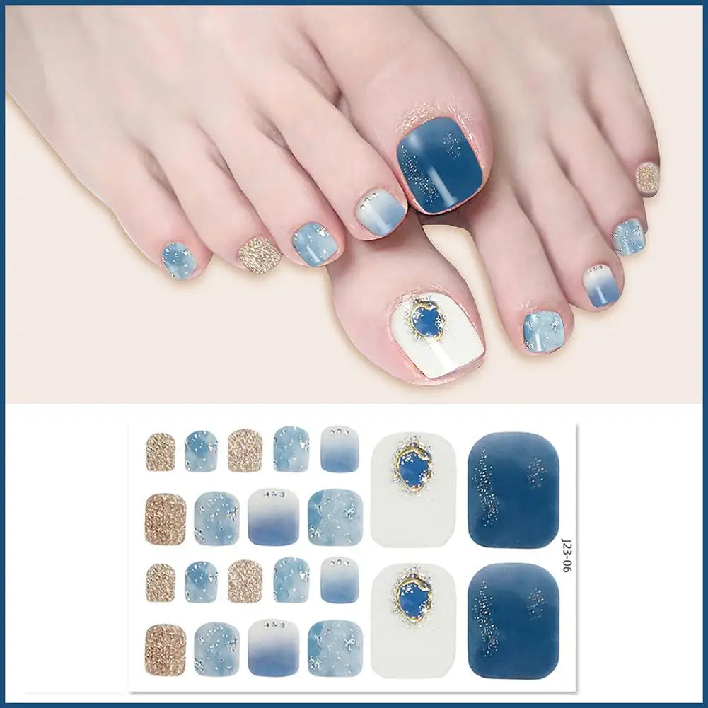 22-Pc Glitter Toe Nail Stickers – French Toenail Wraps Nail Art Stickers Oasis Select 05