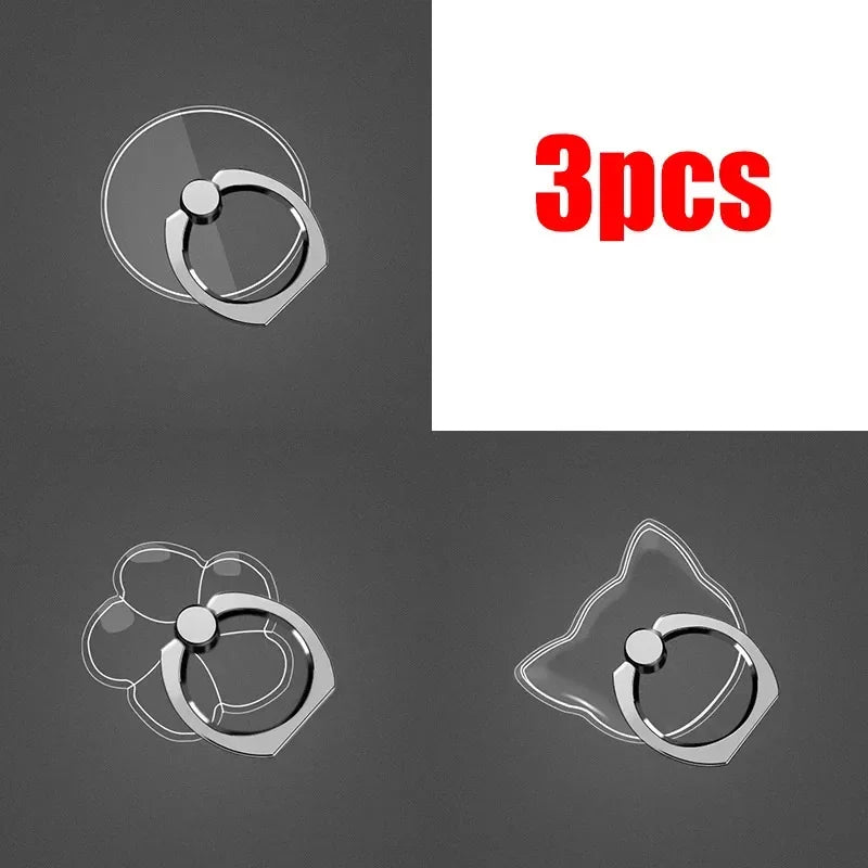 1/2/3Pcs Cell Phone Ring Holder Stand 360 ° Degree Rotation Clear Finger Grip Kickstand Compatible iPhones or Phone Case Oasis Select Round-Flower-Cat