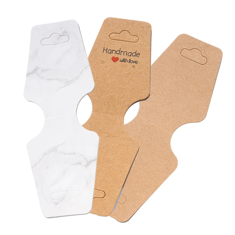 50pcs/Lot Self Adhesive Necklaces Display Label Cards Foldable Cardboard Blank Tag for DIY Headband Bracelets Jewelry Packing Oasis Select