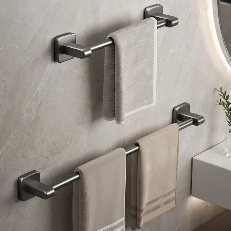 Bathroom Towel Holder White Without Drilling Bathroom Black Towel Rack Towel Bar Self-Adhesive Bathroom Towel Rack Towel Rail Oasis Select