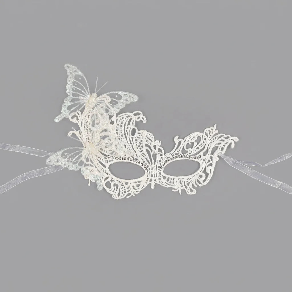 Butterfly Gradient Color Half Face Mask Lace Hollow Out Sexy Eye Mask For Women Party Cosplay Ball Masquerade Makeup Oasis Select White
