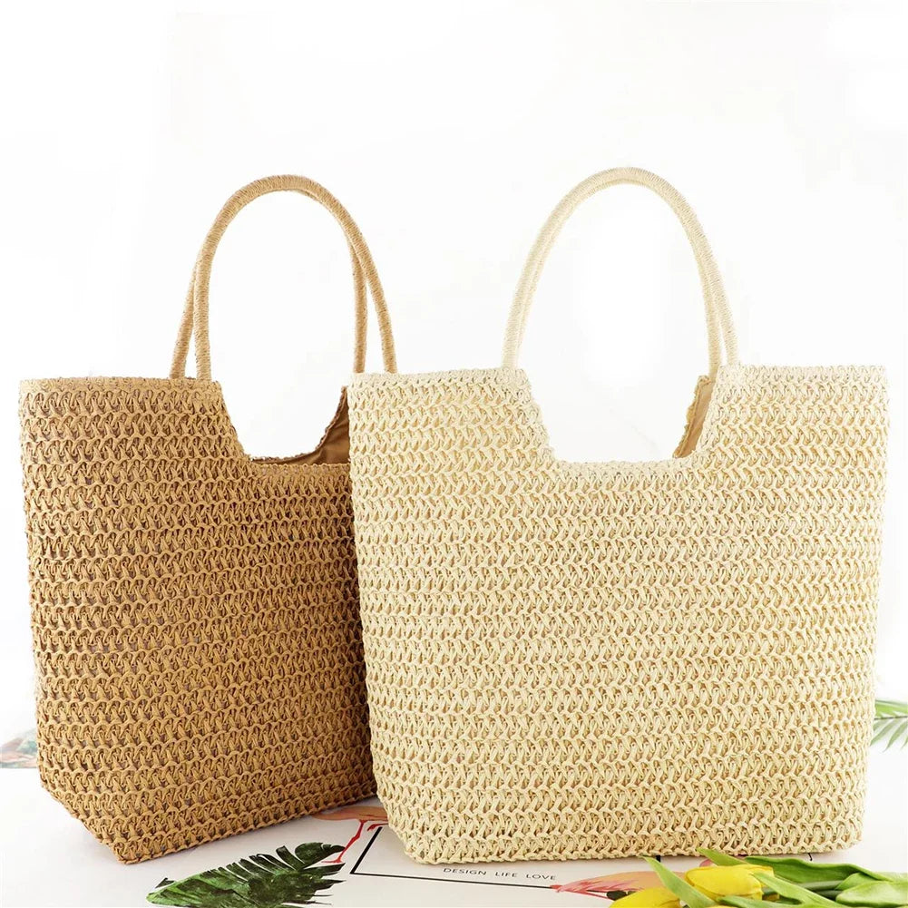 Women's Large Straw Tote Bag – Vintage Woven Summer Handbag Straw Tote Handbag Oasis Select