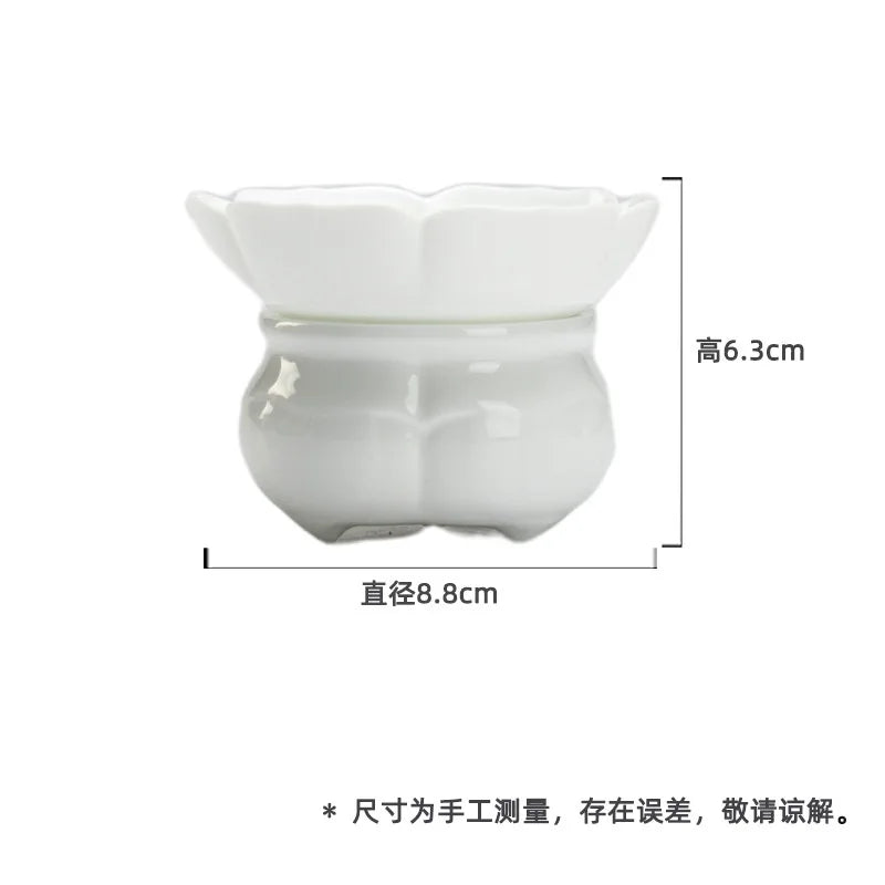 Ceramic Tea Strainer Kung Fu Tea Residue Filter Tea Jade Clay White Porcelain Tea Accessories Oasis Select Set - Sweet White