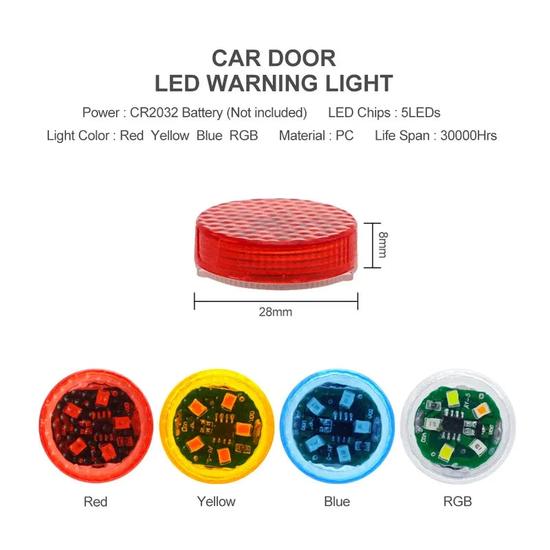 1/2/4pcs Universal LED Car Opening Door Safety Warning Anti-collision Lights Magnetic Sensor Strobe Flashing Alarm Lights Oasis Select