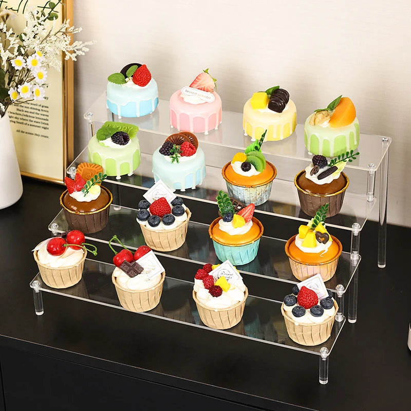1pc Multifunctional Acrylic Transparent Stepped Cake Stand Paper Cup Cake Dessert Display Stand Suitable for Parties Oasis Select