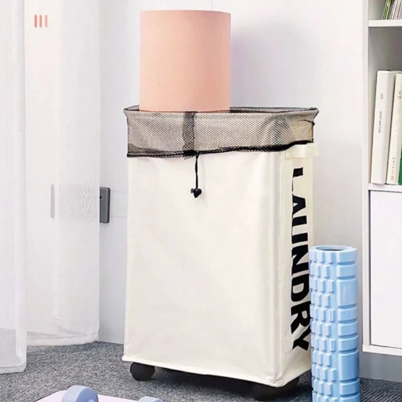 Foldable Laundry Basket Dirty Clothes Basket Clothes Storage Box Yoga Storage Sundries Box with Wheels Bathroom Accessories Oasis Select