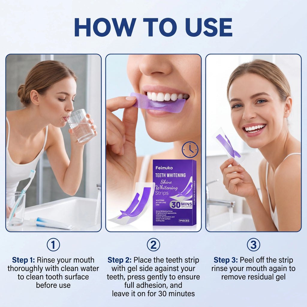 Purple Teeth Whitening Strips 30min Brighten Tooth Remove Plaque Stain Cleaning Oral Hygiene Strips Oasis Select