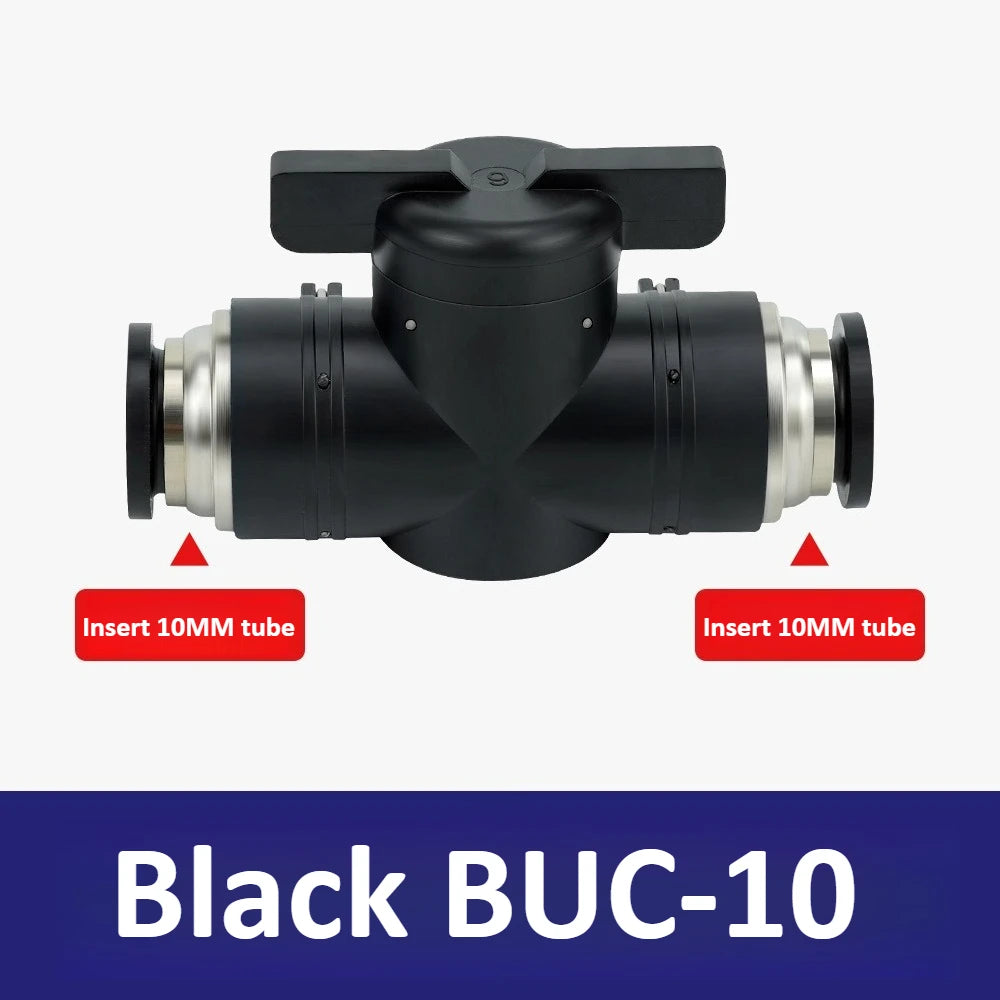 Black White BUC-4mm/6mm/8mm/10mm/12mm Pneumatic Switch Quick Insertion PU Air Pipe Joint Hand Valve Current Limit Air Valve Ball Oasis Select Black 10 Direct to BUC