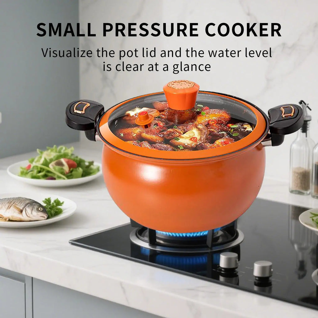 Pressure Cooker Cooking Pot for Stew Fast Heating Non Stick with See Through Lid for Boil Cook Soup Food Home Induction Stoves Oasis Select